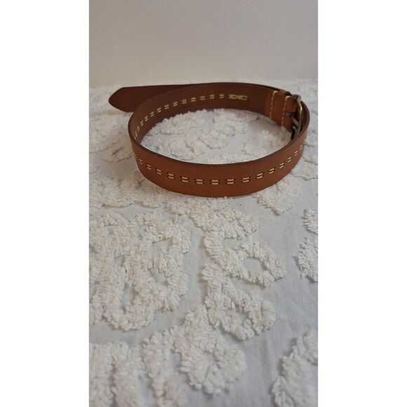 AMANDA SMITH BROWN EMBROIDERED STITCHED GENUINE LEATHER WESTERN BELT WOMEN SMALL - Picture 3 of 5